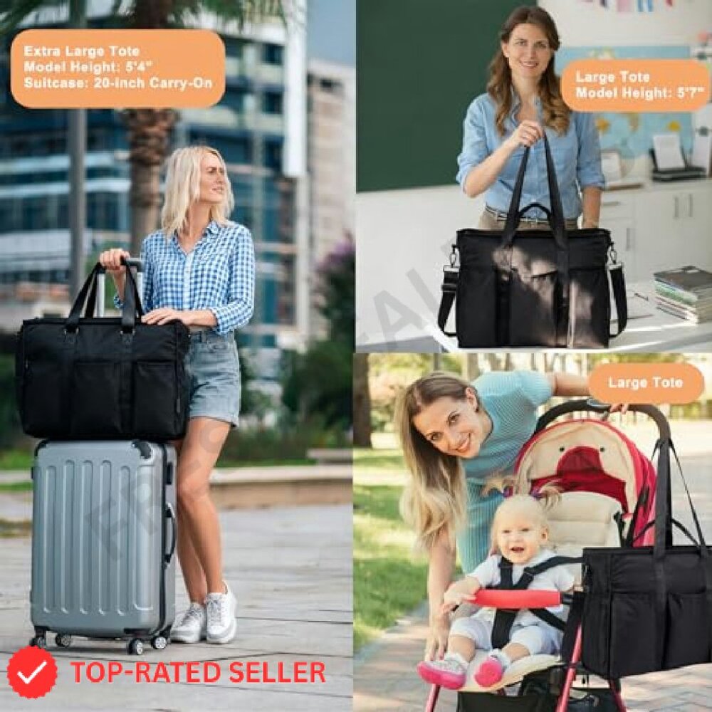 Structured Work Tote Bag Large Capacity Multi-Poc… - image 3